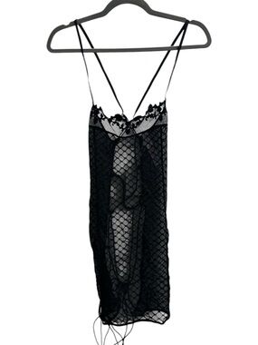 Savage X Fenty Black Sheer Lace Mesh Chemise